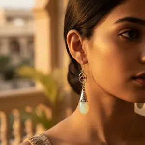 Boucles d'oreilles en forme de larme en or 18 carats plaqué or pour femmes - Boucles d'oreilles pendantes - Product Image 2