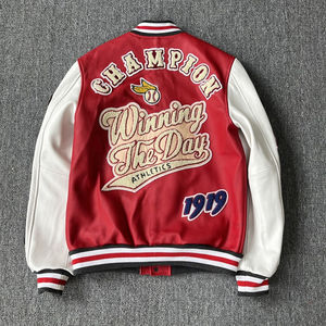 เสื้อแจ็กเก็ตเบสบอลของผู้ชายเสื้อแจ็กเก็ตสีดำแขนเสื้อบอมเบอร์สไตล์วิทยาลัยซิปผ้าใบสำหรับฤดูหนาว - Product Image 2