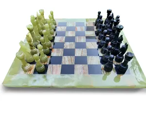 ชุดหมากรุกหินออนิกซ์สีเขียวและสีดำ, ชุดหมากรุกออนิกซ์ทำมือ, ชุดหมากรุกหินอ่อนและออนิกซ์ - Product Image 2