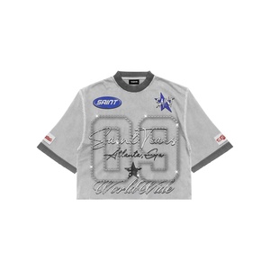 Streetwear Camisetas de gran tamaño y pantalones holgados acampanados con impresión DTF y estampado de diamantes de imitación Con conjuntos de camisetas con logotipo personalizado - Product Image 2