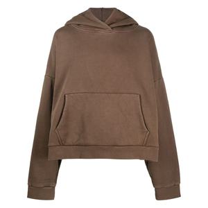 Sweat à capuche personnalisé pour hommes motif solide vintage 100% coton 500 g/m² lavé à l'acide avec logo imprimé à l'ourlet court pour l'automne - Product Image 6