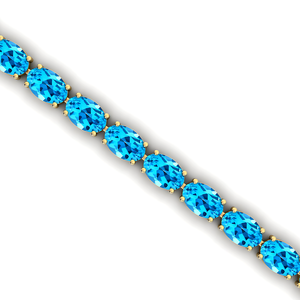 Elegante forma ovalada Topacio Azul suizo piedra preciosa 18K oro puro pulsera de tenis boda única joyería fina pulsera de regalo de San Valentín - Product Image 2