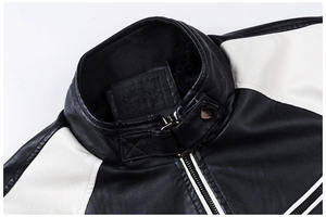 Veste de motard décontractée pour hommes d'automne polaire épaisse et cuir PU col montant toile mode extérieure chaude - Product Image 2