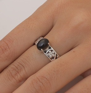 แหวนสปินเนอร์925เงินแท้ทำด้วยมือทรงวงรีตัดด้วยพลอยบุษราคัมรมควันแหวนสัญญาคุณภาพเยี่ยมของขวัญแต่งงานดีไซน์เนอร์ - Product Image 4