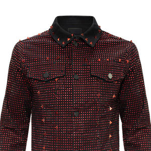 Chaqueta vaquera personalizada con diamantes de imitación para hombre Servicio OEM ODM Precio de fábrica Chaquetas vaqueras con diamantes de imitación - Product Image 5