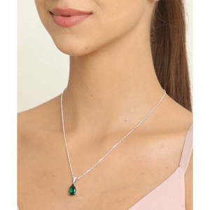 Pendentif Goutte d'Eau Vert Foncé Plaqué Rhodium en Argent Sterling 925 – Cadeau pour Femmes et Filles - Product Image 3