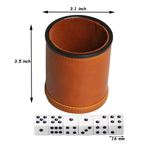 Vaso para Dados de Cuero Genuino de Piel de Vaca con Logotipo Personalizado – Vaso Mezclador de Dados de Cuero Estilo Vintage Cosido a Mano para Juegos de Mesa - Product Image 1