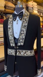 ELEGANT RESHAM ZARI EMBROIDERY on BLAZER ,SHIRT WITH <b>PANT</b> DRESS & ALSO MATCHING SHOE WITH DRESS for PARTY-WEAR/WEDDING @ 2023 - Product Image 2