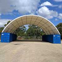 C4040S Carpa Contenedor Arqueada 12x12x4.5m con Estructura Galvanizada de Doble Viga y Lona de PVC Impermeable para Almacenamiento Industrial