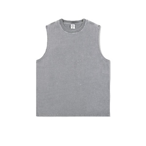 Débardeur d'été pour homme de qualité supérieure, en coton 100% tricoté, respirant et effet délavé, style streetwear. - Product Image 1