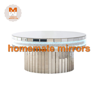 Table basse à miroir en verre noir chaud classique avec pied en métal en acier inoxydable
