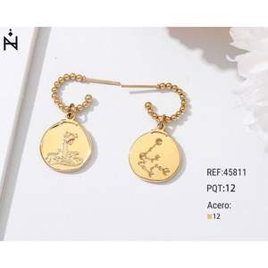 Colgante del Zodiaco en Tono Dorado, Dije Redondo de Constelación de 12 mm, Acero, Unisex, para Uso Diario - Product Image 2