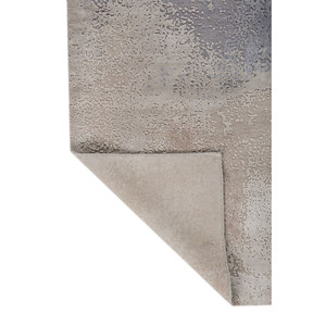 Tapis Aprezo bleu noué à la main en laine et soie de bambou, 10 mm, rectangulaire, pour couloir, motif patchwork abstrait, fait main pour sol domestique - Product Image 5