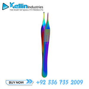 Pince à tissus Adson en acier inoxydable enduit multicolore Instrument de chirurgie générale des dents de 12cm - Product Image 3