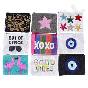 Pochette à monnaie perlée Hreat Red Seed beau portefeuille de porte-monnaie perlé personnalisé pour les femmes pochette à monnaie à la mode avec - Product Image 3