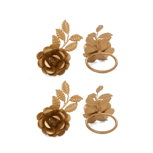 ห่วงใส่กระดาษเช็ดปากรูปกลีบกุหลาบสีทองสำหรับงานฉลองครบรอบการหมั้นการฉลองอาหารค่ำอันล้ำค่า - Product Image 1