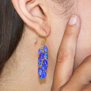 Pendientes de gota de racimo de cuentas de ópalo azul Natural de Plata de Ley 925, piedra natal de moda para mujer para fiestas, regalos para madre hermana - Product Image 2