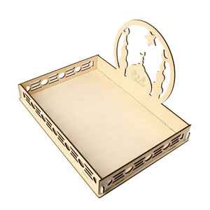 Plateau de service en contreplaqué Eid Mubarak Ramadan découpé au laser Plateau à dessert Mosquée Étoile Lune Islamique Décoration de fête alimentaire Buffet - Product Image 4