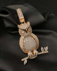 Pendentif Hibou Animal Personnalisé Hiphop en Argent Sterling 925 pour Hommes et Femmes, Moissanite VVS Iced Out Plaqué Rhodium - Product Image 1