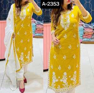 Nouvelles magnifiques tenues pakistanaises Shalwar Kameez Kurti, vêtements islamiques avec dupatta en coton, vente en gros, vêtements traditionnels, ensemble de kurtis en rayonne - Product Image 3