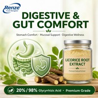 Extrait de racine de réglisse, acide glycyrrhizique 20% 98%, poudre fine, extrait botanique pour suppléments et pastilles