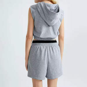 Nouvelle arrivée 2 pièces été Shorts femmes ensemble lettre sans manches à lacets hauts deux pièces ensemble femmes vêtements haut et short ensemble - Product Image 2