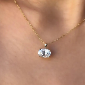 เพชรแล็บโกรนทรงรี 4 กะรัต แบบเจียระไนบริลเลียนท์  จี้เดี่ยว  ความใส VS สี EF ชุบโรเดียม ทอง 14K  รับรองโดย IGI  สินค้ามาใหม่ - Product Image 2