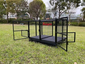 Cage géante pour reptiles à <span class=keywords><strong>double</strong></span> porte et couche unique, noire, personnalisable, avec sol en fer et plateau en plastique robuste et durable, également utilisable comme niche pour chien. - Product Image 4