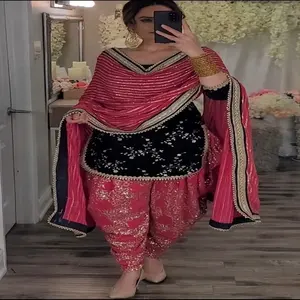 Lancement du nouveau Top de soirée de créateur Dhoti Salwar et Dupatta Robe prête à porter entièrement cousue Costumes traditionnels