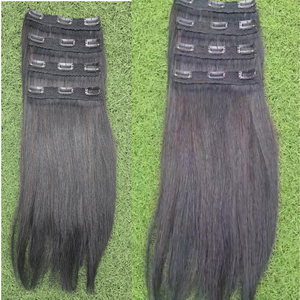 คลิปต่อผมแท้แบบอินเดีย เรมี่แฮร์ แบบเย็บสองชั้น ผลิตด้วยเครื่องจักร 4 ชิ้น สีดำ ปราศจากสารเคมี พร้อมดัดผมได้ - Product Image 4