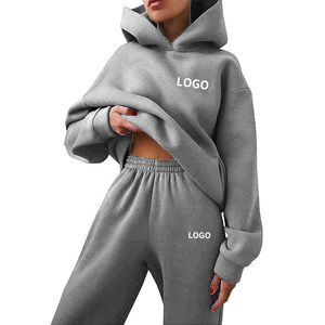 Traje de sudor para mujer, sudadera y pantalón de 2 piezas, chándal de invierno con cordón, chándal para correr para mujer - Product Image 1