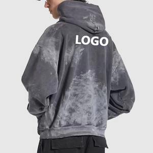 Fait sur mesure blanc lavé pull de haute qualité en coton lourd Vintage lavage à l'acide en détresse sweats à capuche surdimensionnés hommes - Product Image 3