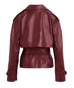 Chaqueta de Cuero de Invierno Transpirable de Talla Grande con Logotipo Personalizado para Mujer, Chaqueta de Motociclista de Piel de Oveja Real con Relleno de Algodón - Product Image 2