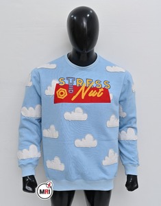 Custom Distressed Patch Embroidery Vintage <b>cloud</b> Applique Stitching Cropped Plain Front Embroidery Logo Hoodie For Men - Product Image 4