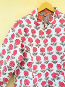 แจ็กเก็ตผ้าลูกฟูกสำหรับผู้หญิงพิมพ์ลายด้วยมือใส่ผ้าฝ้ายเสื้อคลุมสีกรมท่าสำหรับฤดูใบไม้ร่วง - Product Image 2