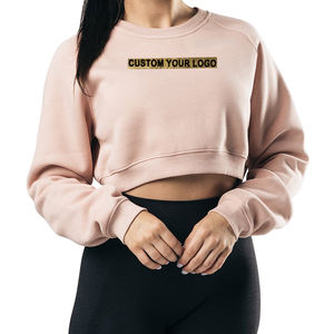 เสื้อฮู้ดลำลองผู้หญิงทันสมัยสีชมพูผ้าฝ้ายมีฮู้ดเสื้อครอปท็อปสเวตเตอร์แบบลำลองฤดูหนาว - Product Image 1