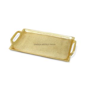 Bandeja de servicio decorativa de plata rectangular moderna Diseño elegante y elegante Perfecto para servir comida Exhibir artículos decorativos - Product Image 4