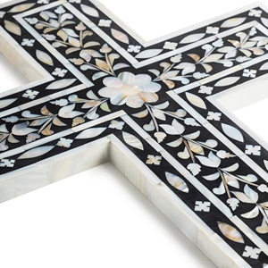Crucifijo de Pared de Nácar Azul, Letrero Decorativo para Colgar en la Pared, Incrustaciones de Nácar Negro, Decoración de Pared con Incrustaciones de Nácar - Product Image 6