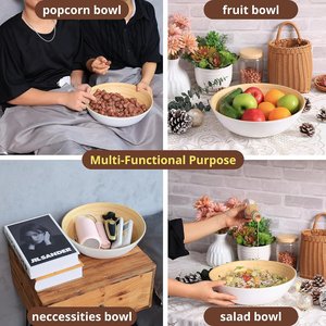 Cuenco de bambú clásico para cocina, artículos imprescindibles para ensalada, verduras, frutas, cuenco para servir, espacio doméstico, accesorios de decoración para restaurante - Product Image 4
