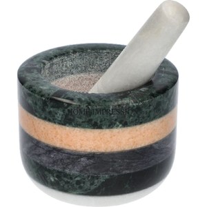 Mortero de tamaño pequeño de forma redonda hecho de mármol de Color negro con base de madera y Maja Utensilios de cocina Suministros de herramientas para hierbas y especias - Product Image 4