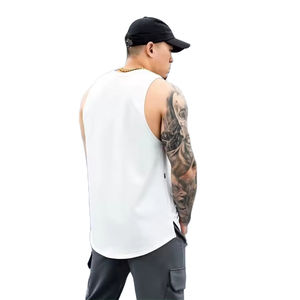 Débardeurs sans manches pour hommes, Muscle Fit couleur unie avec logo personnalisé à prix abordable 100% débardeur en coton pour hommes - Product Image 3