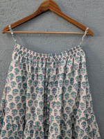 Falda Maxi Casual de Mujer con Bolsillos, Estampado Floral, de Algodón No Tejido Ecológico, con Cordón Ajustable y Borlas, Diseño Escalonado