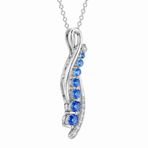 Elegante Collar con Colgante de Ola de Plata de Ley con Piedras Preciosas Azules y Blancas, Joyería de Moda de Lujo para Mujer - Product Image 1
