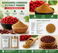 Extrait de baies de Schisandra en poudre, 2% de Schisandrines, standardisé HPLC, ingrédient vrac pour applications nutraceutiques