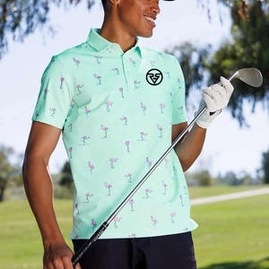 Camiseta de golf de verano al por mayor Camiseta estampada de polo de secado rápido elástica de 4 vías con estampado de patrón sólido Impresión digital nuevo estilo ajuste regular - Product Image 5