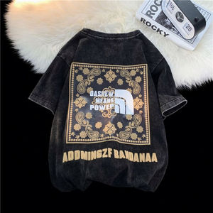 T-shirts graphiques personnalisés, impression au dos pour hommes, style vintage, lavage vintage, 270 g/m², 100 % coton tricoté, surdimensionné - Product Image 3