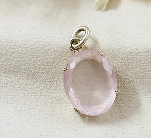 Collier pendentif en argent sterling fait à la main en quartz rose naturel pierre précieuse diamant pierre principale lunette réglage incrustation charme chic - Product Image 3