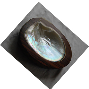 Disque décoratif en coquillage avec motif en bois, bijoux en coquillage, disque et plateau en coquillage, motif artistique naturel, taille 14 cm - Product Image 2