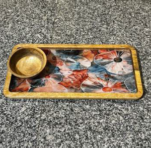 Bandeja de Arte de resina ecológica moderna hecha a mano, diseño de pájaro, cuenco de servicio pulido para aperitivos, té, café, fiesta, decoración, cocina, hogar - Product Image 4