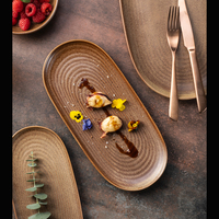 Assiettes à dîner en porcelaine fine marron à glaçure réactive, directement de l'usine de vaisselle en céramique YAYU, pour restaurants, bistrots et cafés